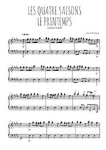 Téléchargez l'arrangement pour piano de la partition de Les quatre saisons, Le Printemps en PDF